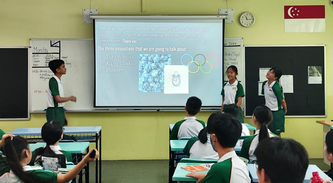Students sharing their group project on the legacies of ancient civilisations