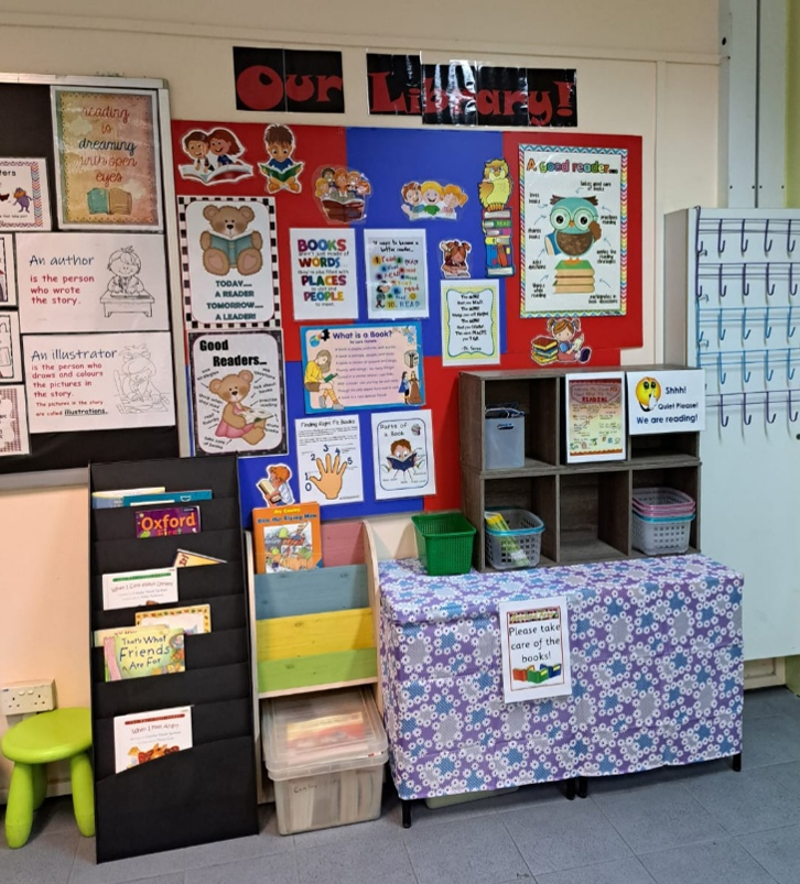 Students can select from an assortment of books from their class library